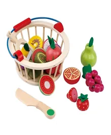 Little Angel Kids Wooden Fruits & Vegetables Basket Toy Set - 16 Pieces
