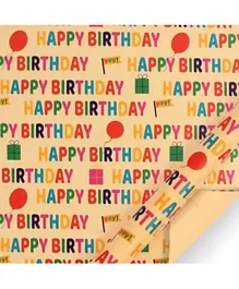 Generic Happy Birthday Printed Kraft Wrapping Paper Multicolor - 6 Pieces