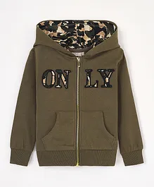 Only Kids Camo Hooded SweatJacket - Green