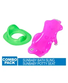 Sunbaby Bath Tub Sling Seat for Baby with Potty Seat Combo - Multicolor