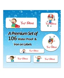 Ajooba Personalised Name Value and  Iron On Labels 00654 - Pack of 106