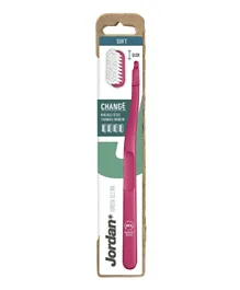 Jordan Green Clean Change Soft Toothbrush Handle + 4 Heads - Pink