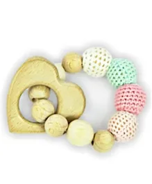 Pikkaboo Snuggle&Play Crochet Teether with Wooden Bracelet - Multivolour