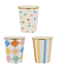 Meri Meri Colourful Pattern Cups 3 Designs - Pack Of 8