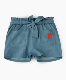 Jelliene Front Pockets Denim Shorts - Blue