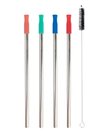 ECOVESSEL Stainless Steel Straw 4 Pack - Multicolored