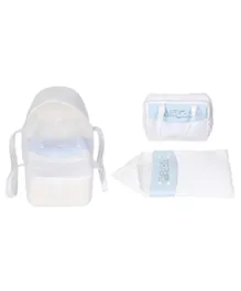Little Angel Baby Carry Cot With Sleeping & Diaper Bag - White/Blue