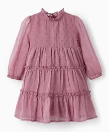 Zippy Embroidered Full Sleeves Polyester Dress - Pastel Pink