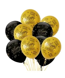 Party Propz Happy Birthday Balloons - Pack of 10 (5 Gold & 5 Black)