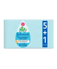 Johnson & Johnson  Kids Soap Pure Protect Pack of 6 - 125 Grams