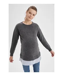 DeFacto Tricot Maternity T-Shirt - Grey