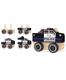 J'Adore Wooden Police Stacking Truck - Blue
