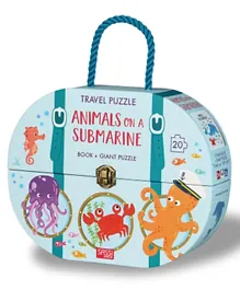 Sassi Animals On A Submarine Travel Puzzle And A Book - 20 Pieces