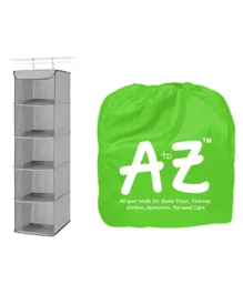 A to Z 5 Section Hanging Shelves Closet Organizer -  Grey