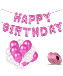 Party Propz Pink Happy Birthday Decoration Letters Foil Latex Balloons -  Pack of 53