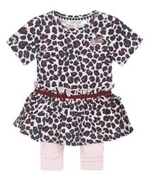Dirkje Leopard Printed Dress With Leggings - Pink