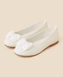 Monsoon Children Glitter Bow Slip On Ballerinas - Ivory