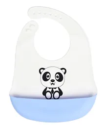 Little Angel Panda Baby Silicon Bib - White & Blue