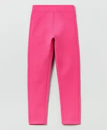 OVS Solid Stretch Cotton Treggings - Pink