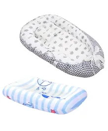 Star Babies Printed Baby Sleeping Pod + Changing Pad - White & Blue