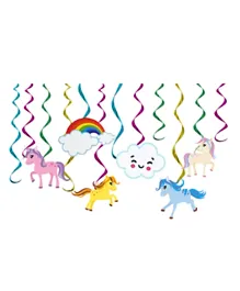 Party Propz Unicorn Theme Birthday Decorations Swirls Hanging Decorations - Pack of 12