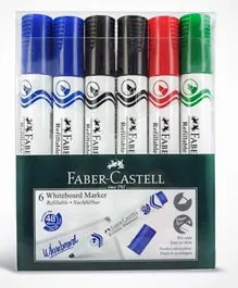 Faber Castell Whiteboard Marker Set, Chisel Tip, Low-Odor Ink, Ergonomic Triangular Shape, Quick-Dry - 6 Pack