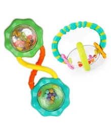 Bright Starts Rattle Teether Peg Toy Barbell & Ring - Pack Of 2