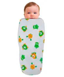 Wonder Wee Monsters 44' Soft and Smooth Mulmul Fabric Baby Swaddle Wrap - Multicolour