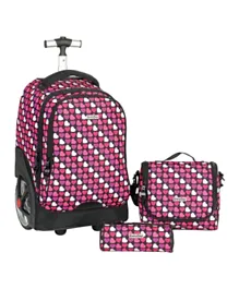 Generic Everyday Big Wheel Trolley Bag 3 Piece Set - Pink & Black