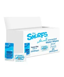 Smurfs Water Wipes with Pixie Nappy Bags - Value Pack