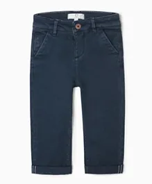 Zippy Button Closure Jeans - Dark Blue