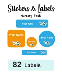 Ladybug Labels Personalised Nursery Pack Name Labels Plane - Pack of 82