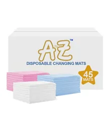 A to Z Rainbow Large Disposable Changing Mats 45-Pack, Lightweight & Absorbent, Easy-Carry 45x60 cm