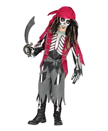 Widmann Pirate Skeleton Shirt With Vest And Belt Pants Bandana - Multicolour