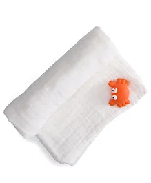 Anvi Baby Lotus 100% Organic 6 Layered Muslin Bath Towel - White