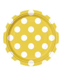 Unique Yellow Polka Dot Plates Pack of 8 - 7 Inches