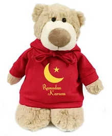 Fay Lawson  Red Fluffy Mascot Bear with Ramadan Kareem Hoodie - 28 cm