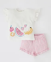 DeFacto Fruits Printed Top with Shorts Set - White