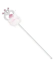 Floss & Rock Silver Flower Jewel and Feather Wand - Silver Pink