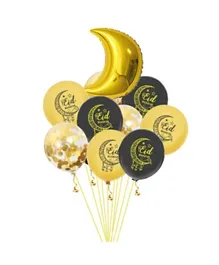 Party Propz Eid Mubarak Decoration Balloons Black & Gold - Set of 10