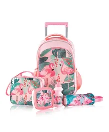 Eazy Kids Trolley School Backpack Set Tropical Pink - 17 Inches
