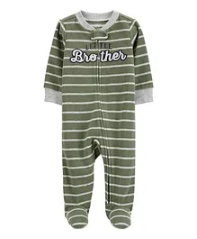 Carter's Little Brother Zip-Up Fleece Sleep & Play Pajamas - Green