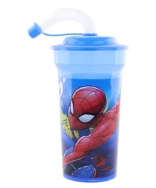 Marvel Spiderman Print Cup With Straw & Lid - 400ml