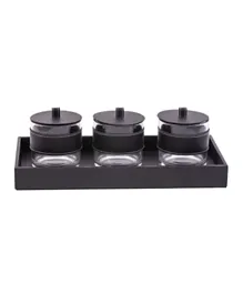 A'ish Home Leather Textured Storage Set - Black