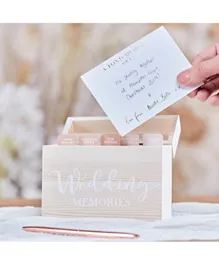 صندوق ذاكرة زفاف خشبي من الزنجبيل راي - طبيعي