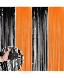 Highland Black & Orange Foil Curtains - 4 Pieces