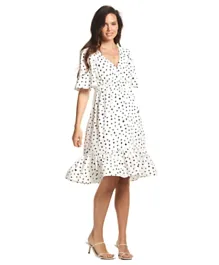Mums & Bumps Soon Anika Frill Maternity Dress - Polka Dot