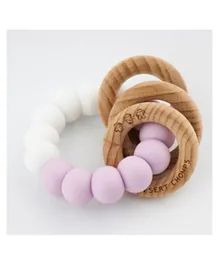 Desert Chomps Trio Silicone & Wooden Rattle Teether - Lilac