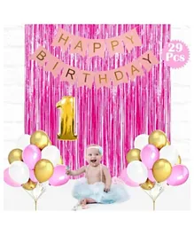 Party Propz Girls 1st Birthday Decoration Combo - Pack of 29