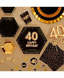 Glitz & Glamour Pinwheels 40th Birthday Black & Gold - 3 Pieces
